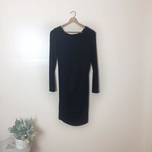 [Three Dots] Small Black Long Sleeve Ruched Dress